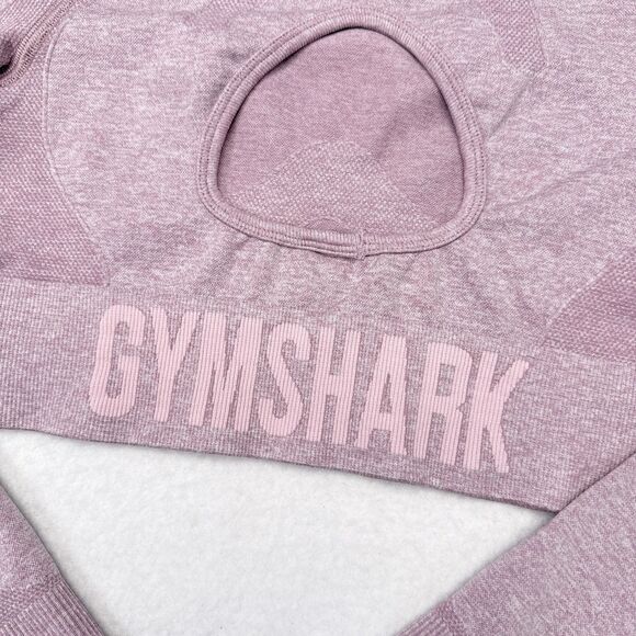 Gymshark‎ Flex Sports Long Sleeve Crop Top Size Small Pink Seamless Gym Workout - Picture 4 of 8